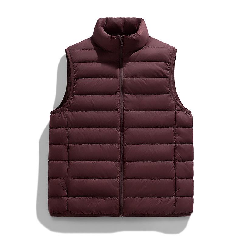 Men's Lightweight Winter Down Vest, 90% Insulated with Stand Collar, Short Fit for Sports, Group Purchase & Custom Printing Available