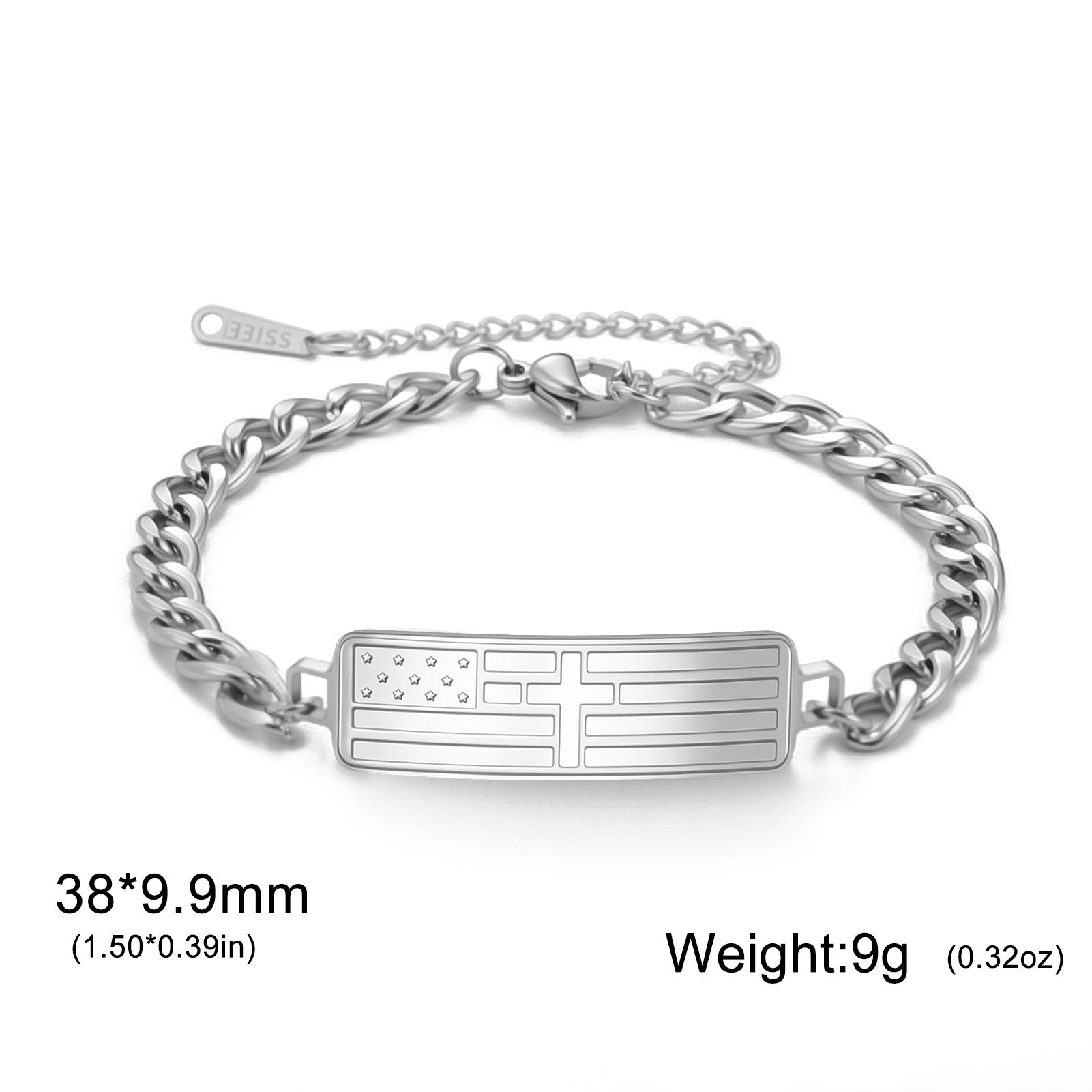 

My Shape Stainless Steel Cross American Flag Bracelet Men Women Adjustable Bible Vers Bangle Christian Jewelry Accessories Gifts