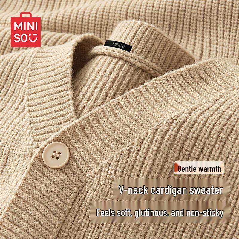 Мужской трикотажный кардиган с V-образным вырезом MINISO M