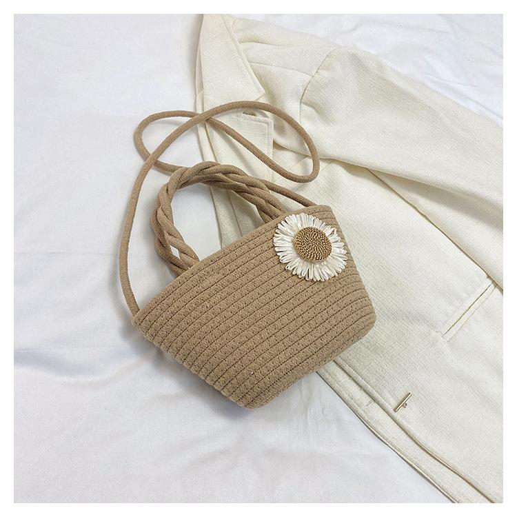 Hand Woven Bag, Eco-friendly, Handbag, Flower Bag, Shoulder Bag, Solid Color, Storage Bag, Vacation Bag, Crossbody Bag