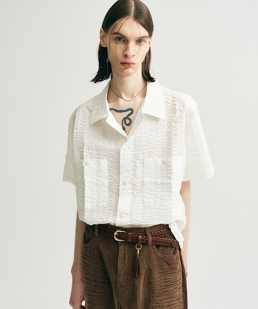 NOIRER [2Pack] Oversized Ripple Half Shirt