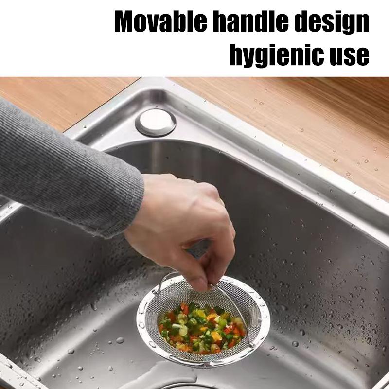 1Pcs Stainless Steel Kitchen Sink Filter Kitchen Garbage Food Residue Dishsink Filter With Handle Metal Sink Strainer