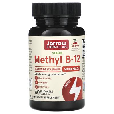 Vegan Methyl B-12, Maximum Strength, Cherry, 5,000Mcg, 60 Chewable Tablets