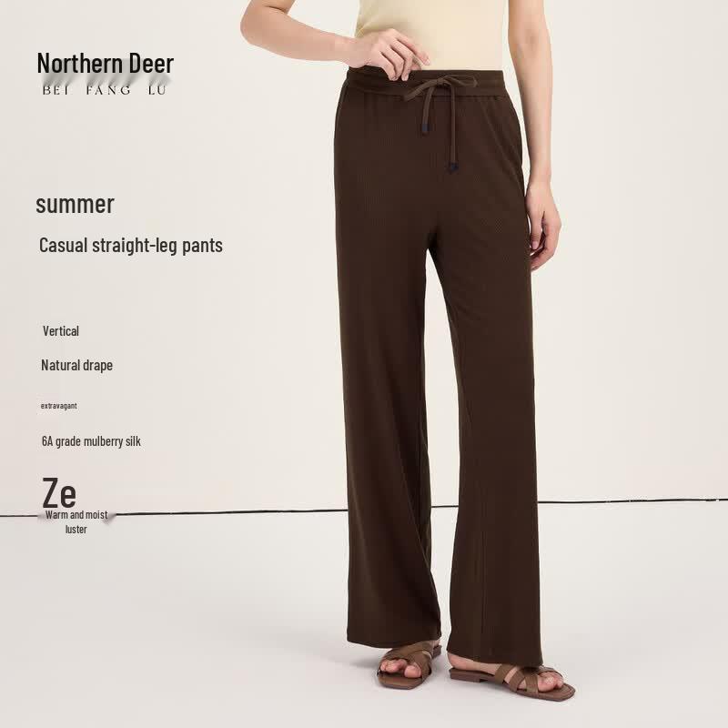 Beifang Lu Women s Drapey Straight-Leg Casual Pants M шоколадный