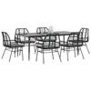 VidaXL Garden Dining Set Cushions 7pcs Black Poly Rattan Glass, Outdoor Dining Set, Furniture of 3334455