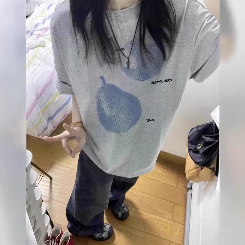 Fat mm summer cotton large size short-sleeved t-shirt women's new popular design sense niche American loose half-sleeved top