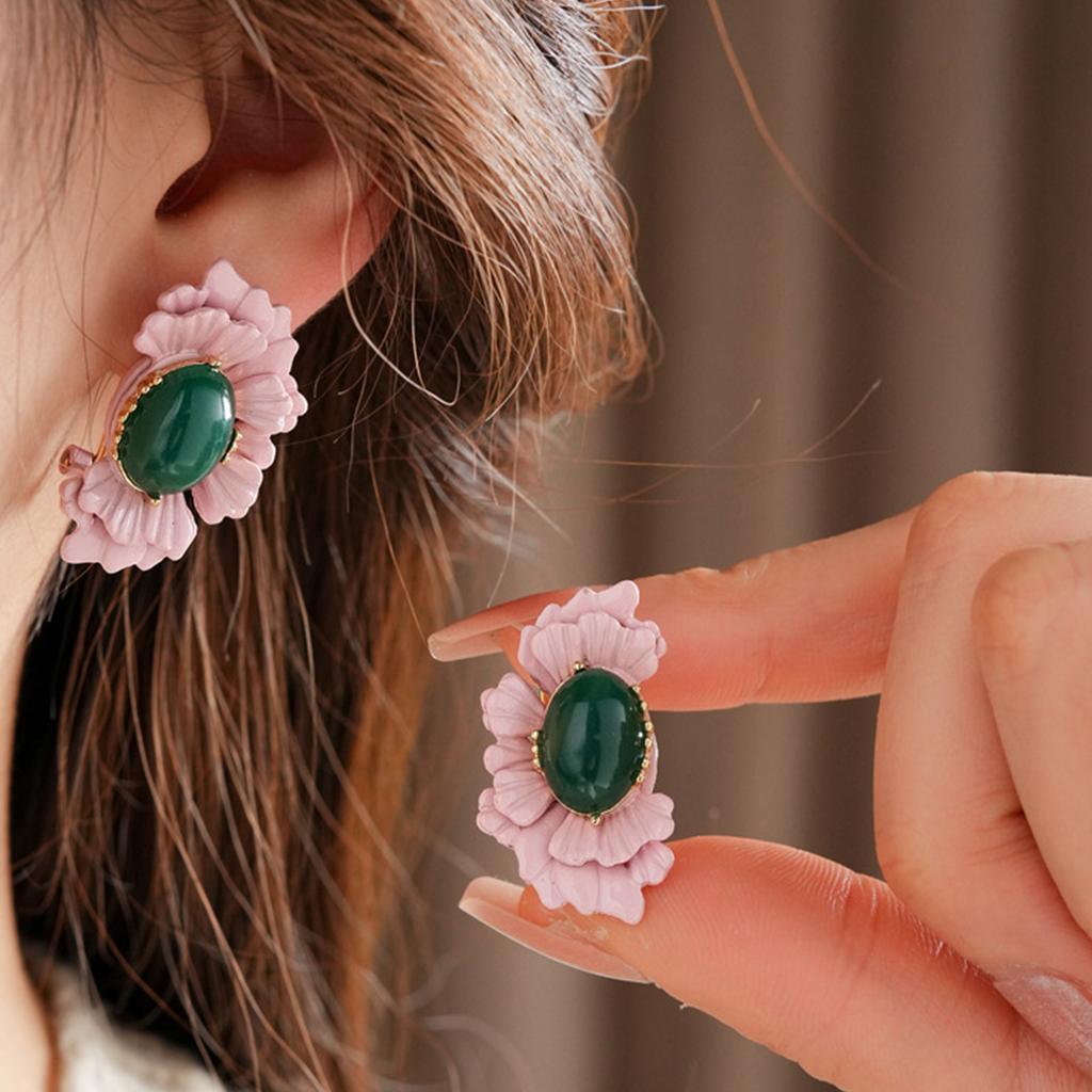 Turquoise Charm Earrings Flower Ear Studs For Women Alloy Jewelry Perfect For Daily Outfits And Special Occasions