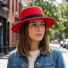 Solid Color Men's Felt Hat British Style Women Jazz Hat Woolen Flat Top Hat  Church Events