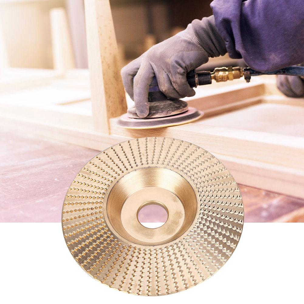 

Скошенный резной формовочный диск Угловая шлифовальная машина Шлифовальный круг Инструмент 100 мм Золотой для дерева Неметаллический