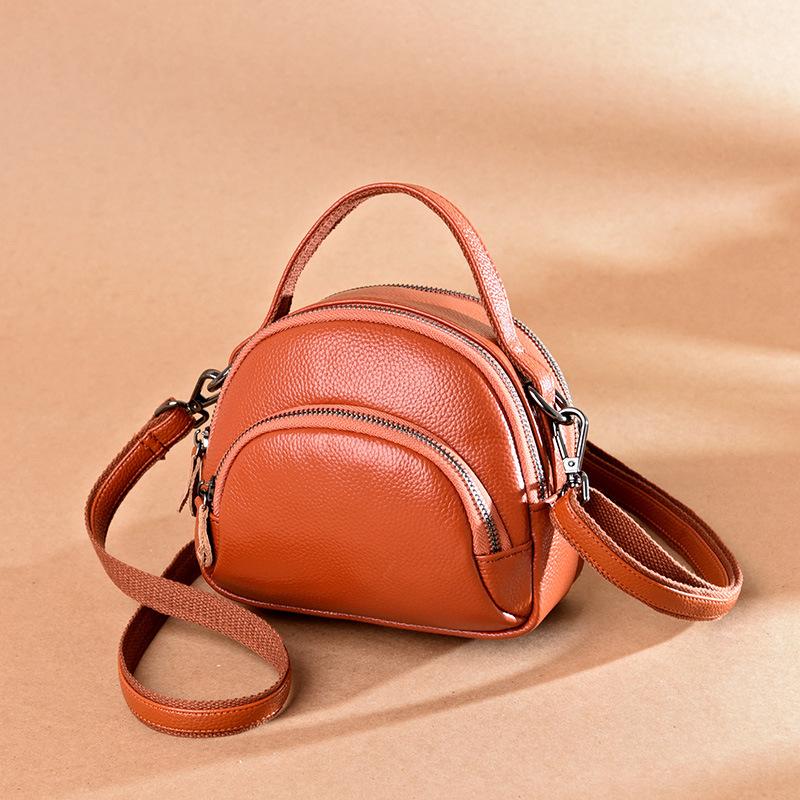 Women's leather medium mother bag fashion first layer cowhide handbag simple casual shoulder messenger bag soft leather bag