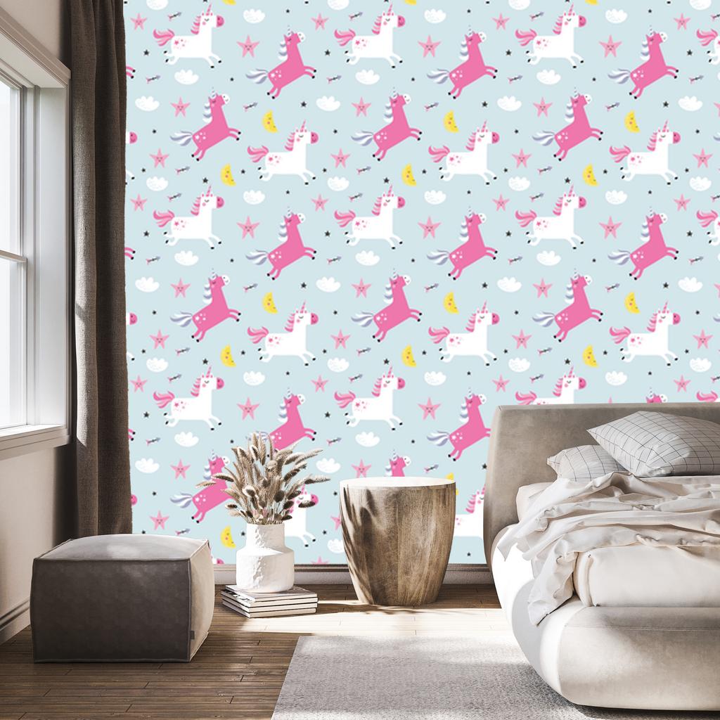 Unicorns stars and moons wallpaper for living room and bedroom 50x1000