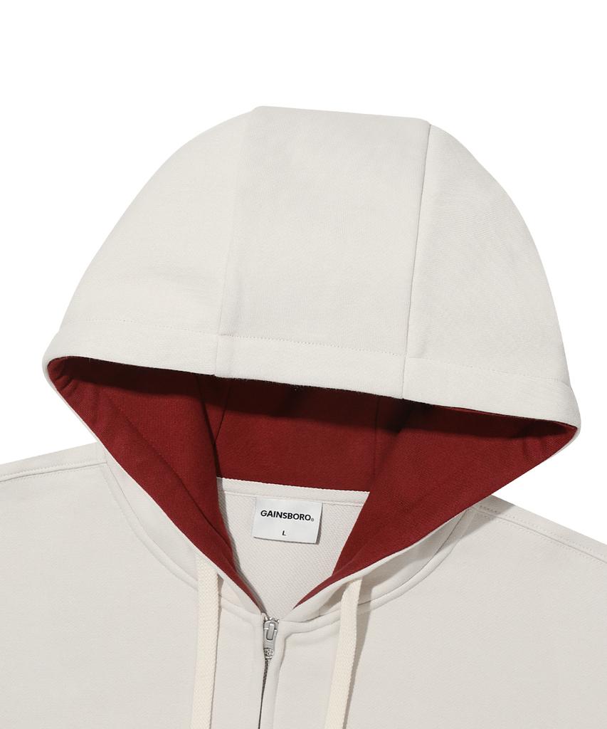 Gainsboro 2Way Signature 1 Zip-Up Hoodie_Cream