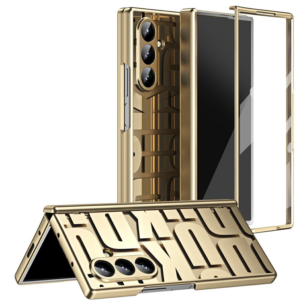 For Samsung Galaxy Z Fold7 5G Case Electroplating PC Phone Cover with Tempered Glass Film