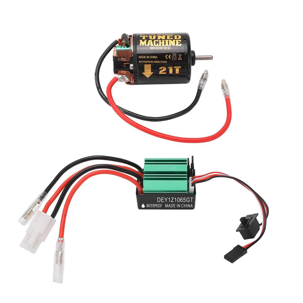 Brushed Motor/ESC Combo 540 21T Brushed Motor and 65A Waterproof Green Brushed ESC for Traxxas and Tamiya