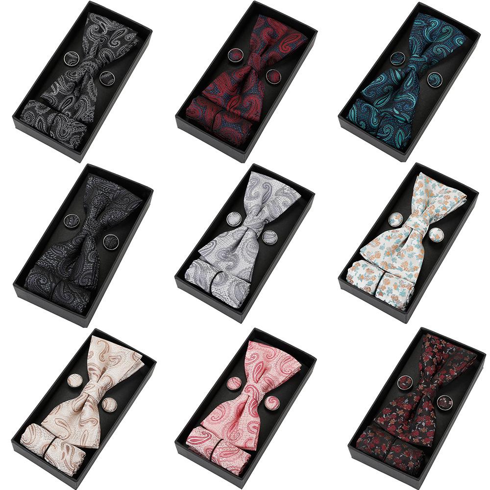 Men's Formal & Casual Bow Tie, Cufflinks, and Pocket Square Set - Korean Style for Weddings & Events