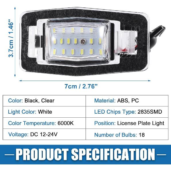 Car 6000K White LED License Plate Light Assembly YL8Z13550AA 2835SMD for Mazda Miata MX-5 1999-2005 ABS Clear Black 1 Pair