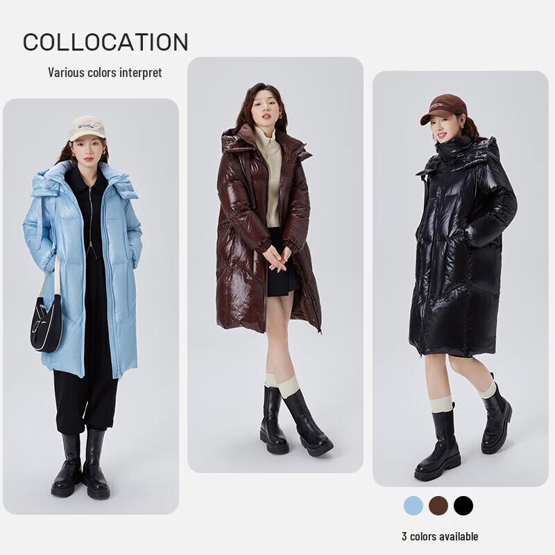 Eral Damen Lange Daunen-Pufferjacke mit Kapuze