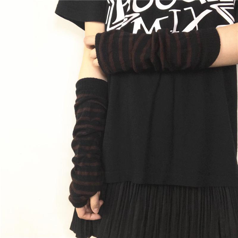 Unisex Korean Ninja-Style Striped Arm Sleeves for Sun Protection & Warmth