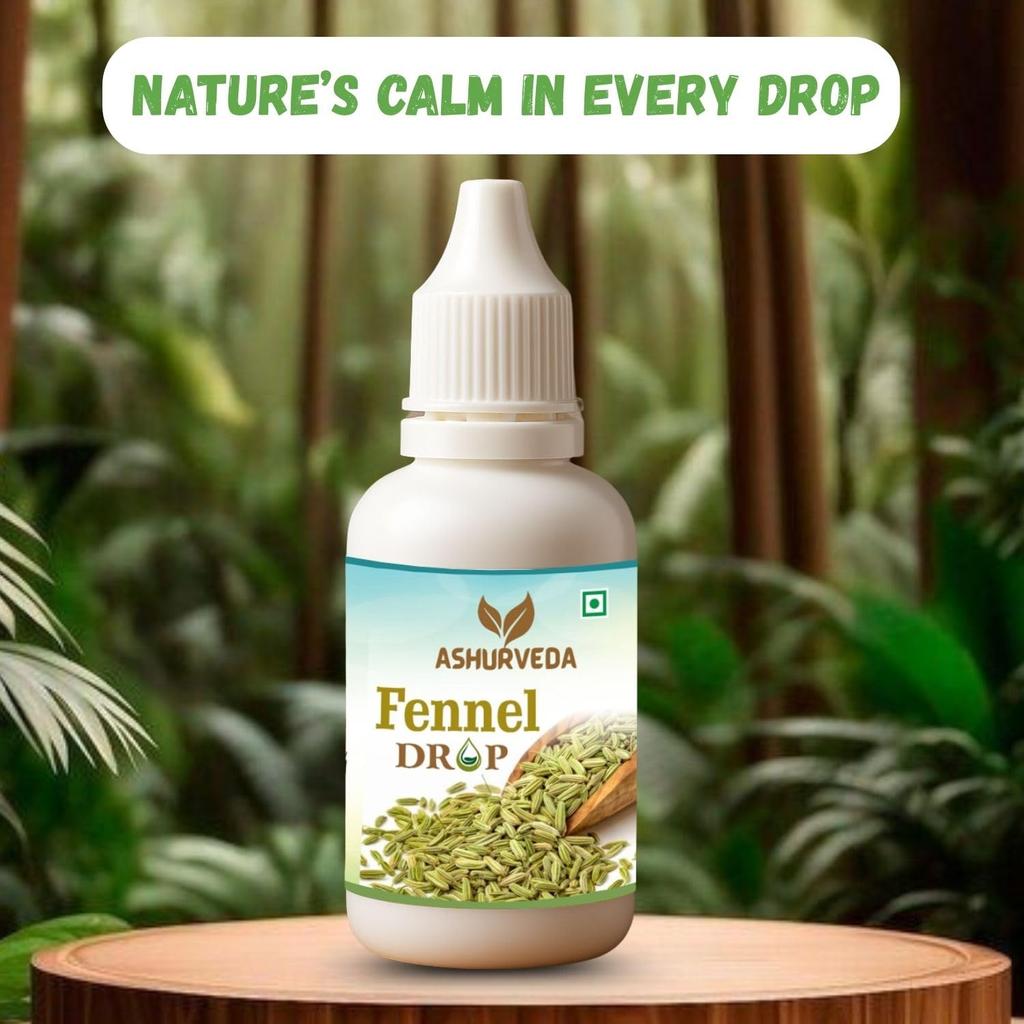 Ashurveda Fennel Drops 30 ml | Natural Ayurvedic Fennel Extract for Digestion & Freshness | Herbal Wellness Support Liquid