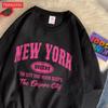 Legere Baumwoll-Damen-T-Shirts New York Queens Letterdruck-Tees Atmungsaktiv Locker Weich Kurzarm Mode Damenkleidung
