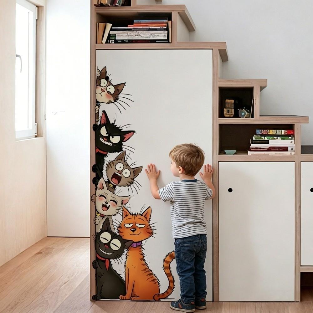 Home Art Cat Wall Stickers Cartoon Art Sticker Creative Wall Beautification Decoration Indoor