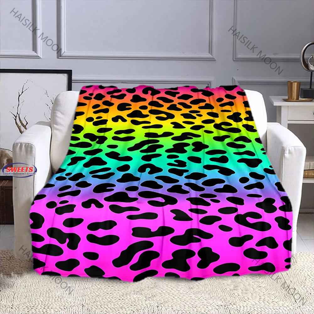 17 Styles Colorful Leopard Print Blanket for Bed Bedroom Sofa Picnic, Blanket for Cover Outdoor Leisure Nap, All Seasons Gifts
