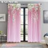 Set Of 2 Creative Curtains Print Lush Pink White Flowers Green Foliage Durable Polyester Without Rod Holiday Ldeal Made