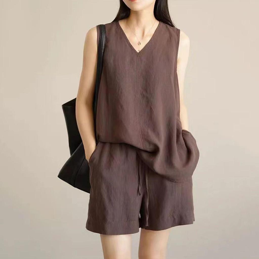 Women's Summer Slimming Sleeveless Vest & Shorts Two-Piece Set