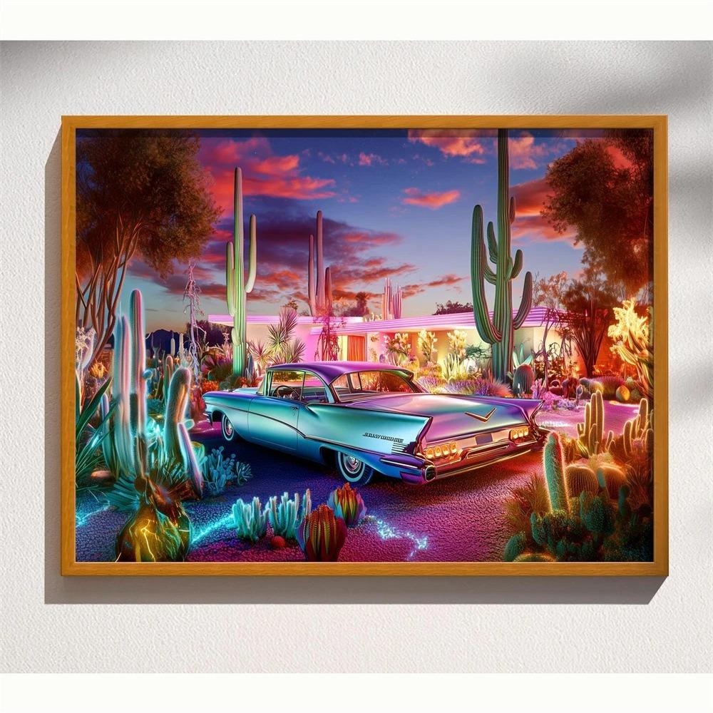 Mid Century Palm Springs House Prints Modern Cubist Abstract Architecture Art Print Poster Retro Wall Art Canvas Painting Decor