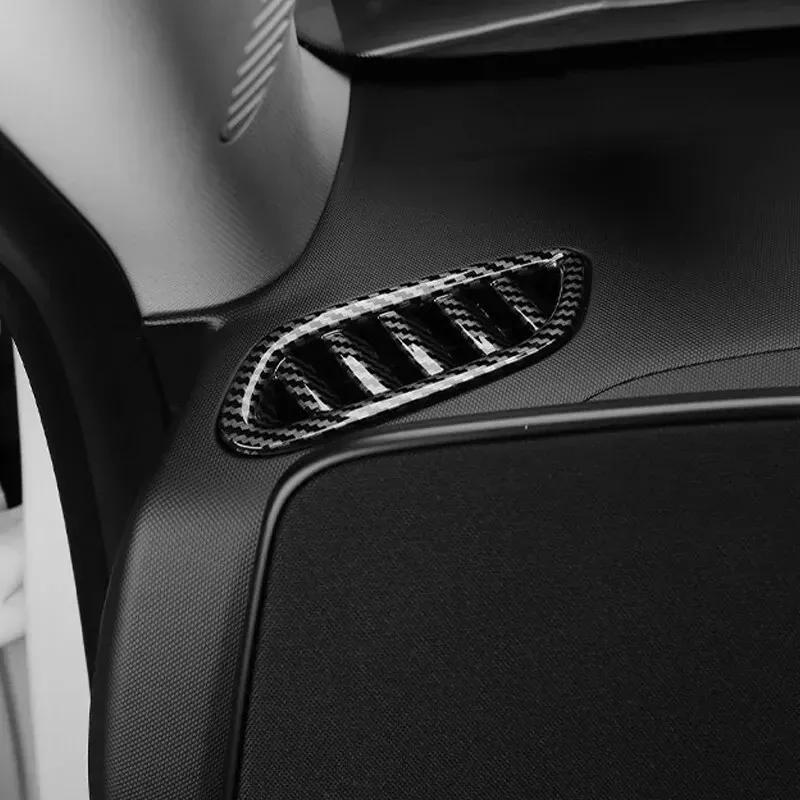 For Hyundai KONA SX2 2024 2025 2pcs ABS Carbon Fiber Car Interior Upper Air Vent Outlet Cover Trim Accessories LHD
