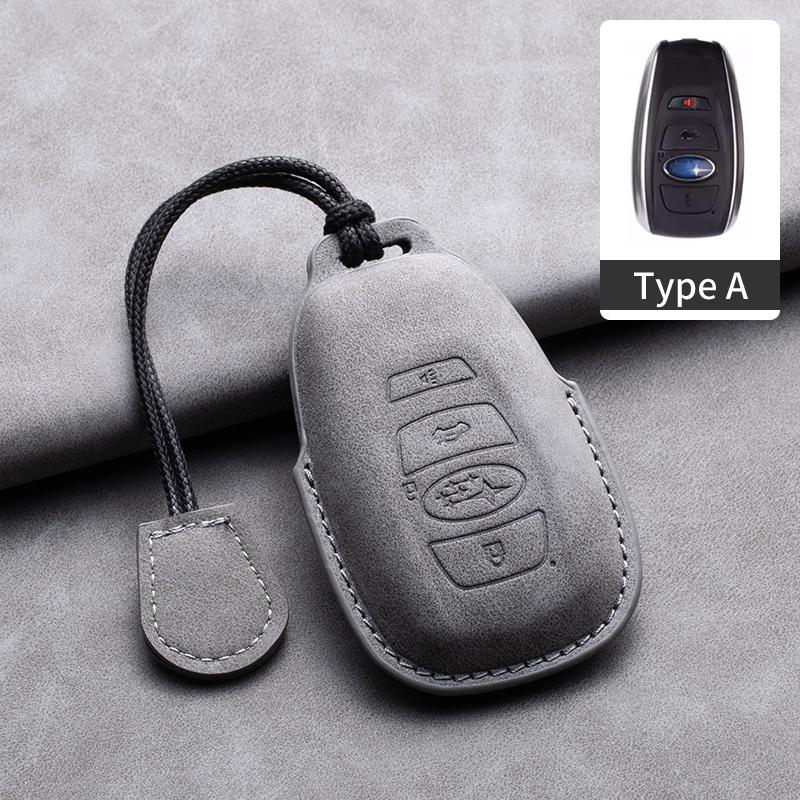 Leather Car Remote Key Case Cover for Subaru BRZ Forester Legacy Outback WRX STI Impreza XV Crosstrek Protector Fob Keychain
