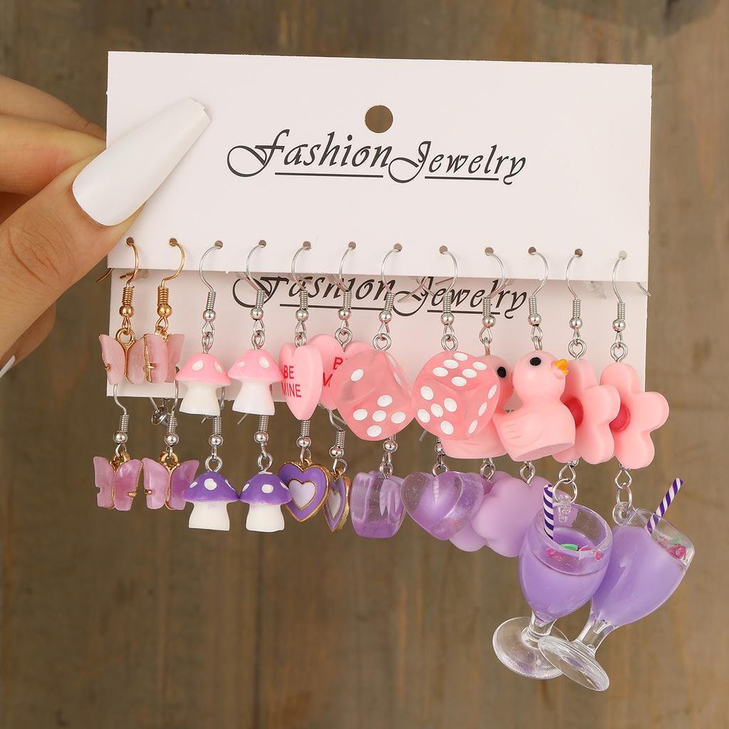 20 Pcs Cartoon Animal INS Earring Set For Women Simple Colorful Temperament Lovely Resin Fruit Drop Earring Trendy Jewelry Gifts