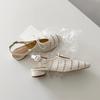 Sheepskin version~ woven hollow outer wear holiday shoes women's bow with buckle back empty sandals