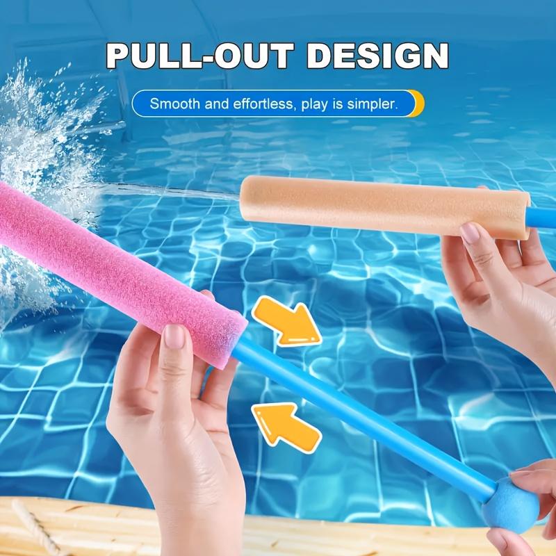 Colorful Pull-Out Straight Foam Guns with Ergonomic Handles, Soft Foam for Safe Summer Beach Pool Outdoor Water Play,Party Games