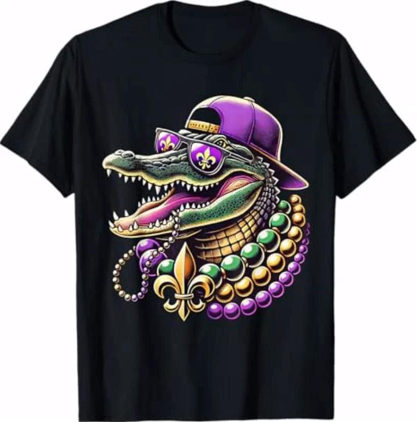 Mardigator Mardi Gras Alligator Costume Men Women Mardi Gras T-Shirt XL