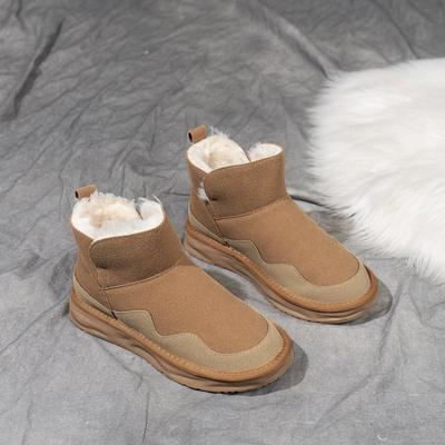 Schneestiefel Damen Winter Plüsch Dick Anti-Rutsch Warm Schnee Baumwollschuhe Flach mit Damen Stiefeletten Botas De Mujer Niedrig (1 cm – 3 cm)