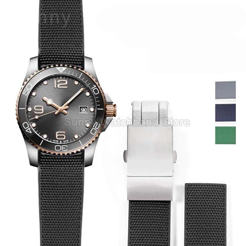 ONEFor Longines Conquest Watchbands Rubber Silicone Sports Non-Stick Gray Diving Men L3.742 642 781 782 Series 21mm AccessoriesMN