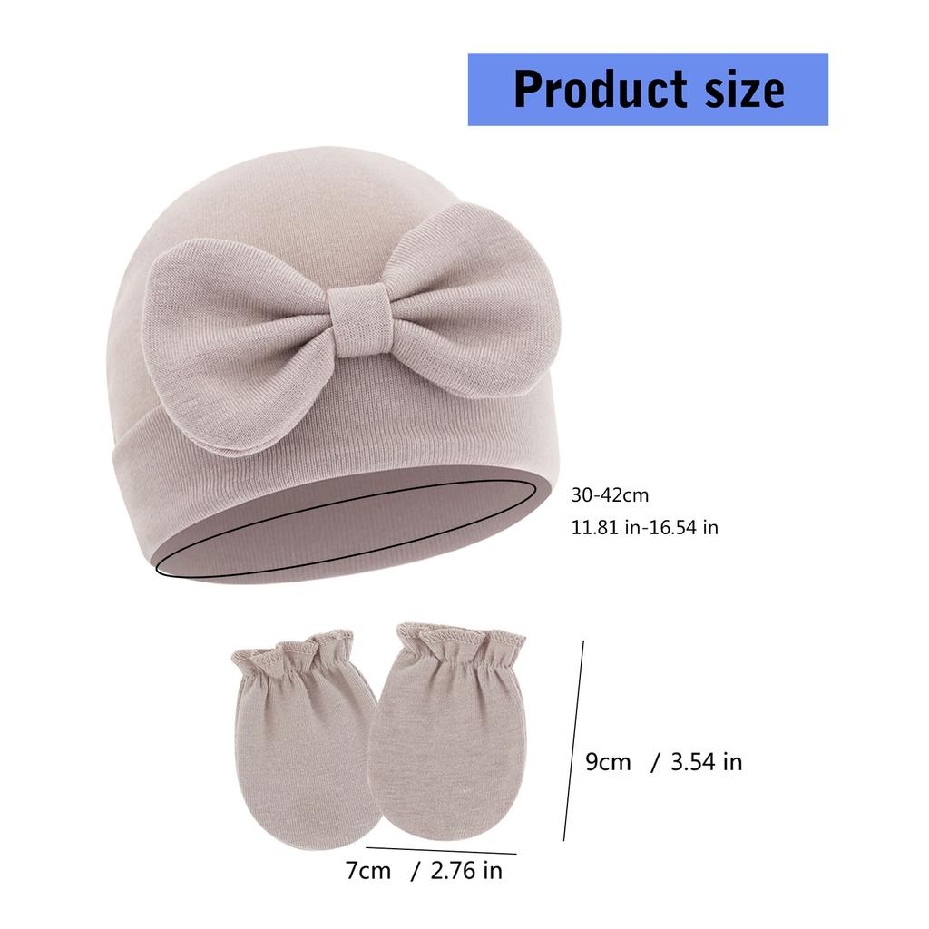 2025 Baby Bonnet Newborns Fetal Cap Fashionable Brimless Hat Trendy Headgear with Anti-grab Mittens Soft Gloves