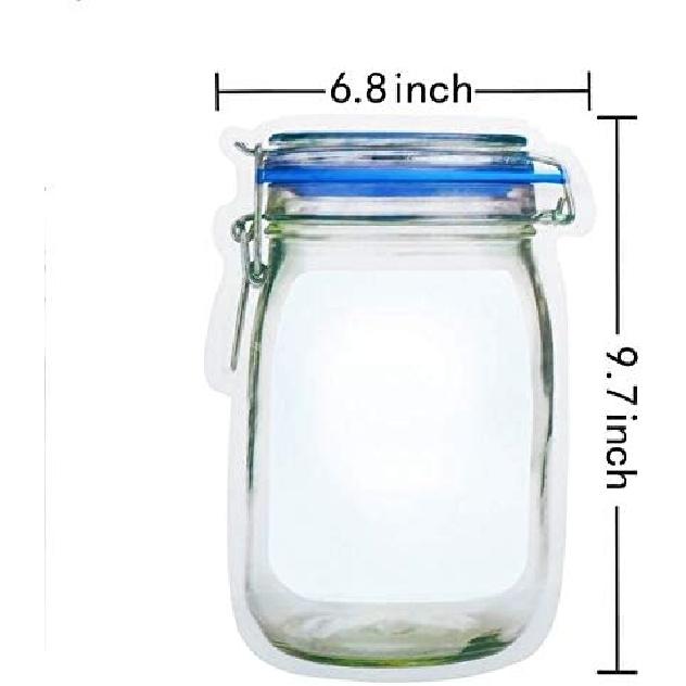 laffeya 20Pack 1000ml (9.6x6.6inch) Reble Mason Jar Bags for Candy & Snacks - Leakproof Storage & Display
