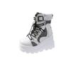 Novo Design Botas Punk Góticas para Motociclista Plataforma Salto Alto Grosso Cano Curto Botina Feminina Cool Salto Anabela Sapatos Femininos Pretos
