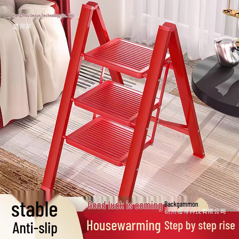Складная телескопическая А-образная лестница - Многофункциональная комнатная стремянка (3-4 шага) New Home Celebratory Red - Two Steps