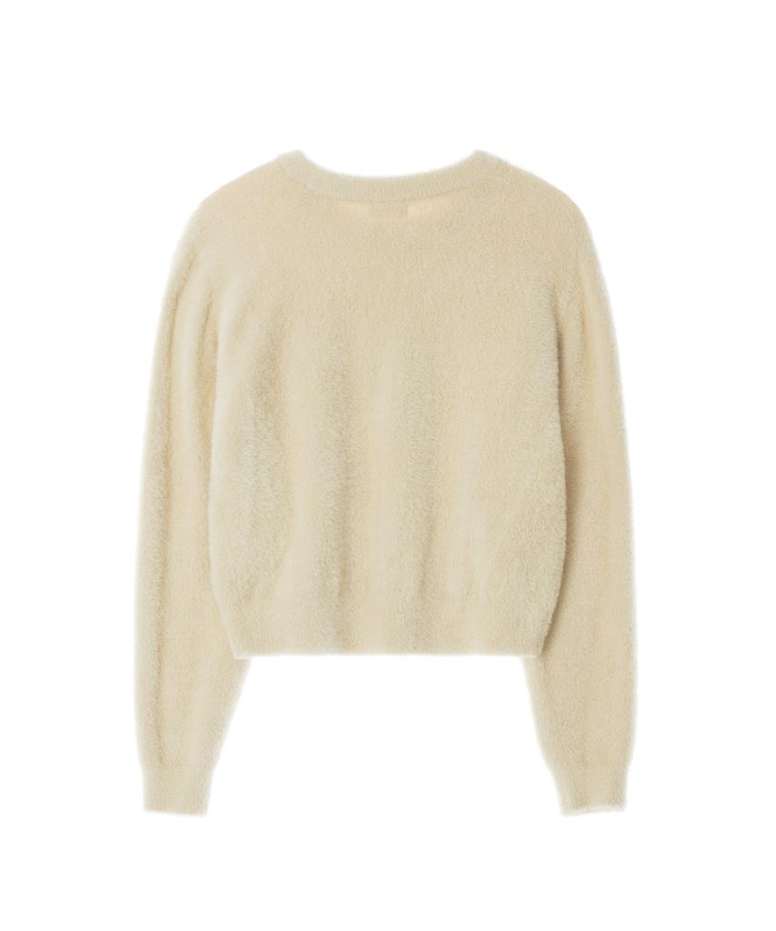 LEE Women'S Round Neck Hairy Logo Knit Sand Beige