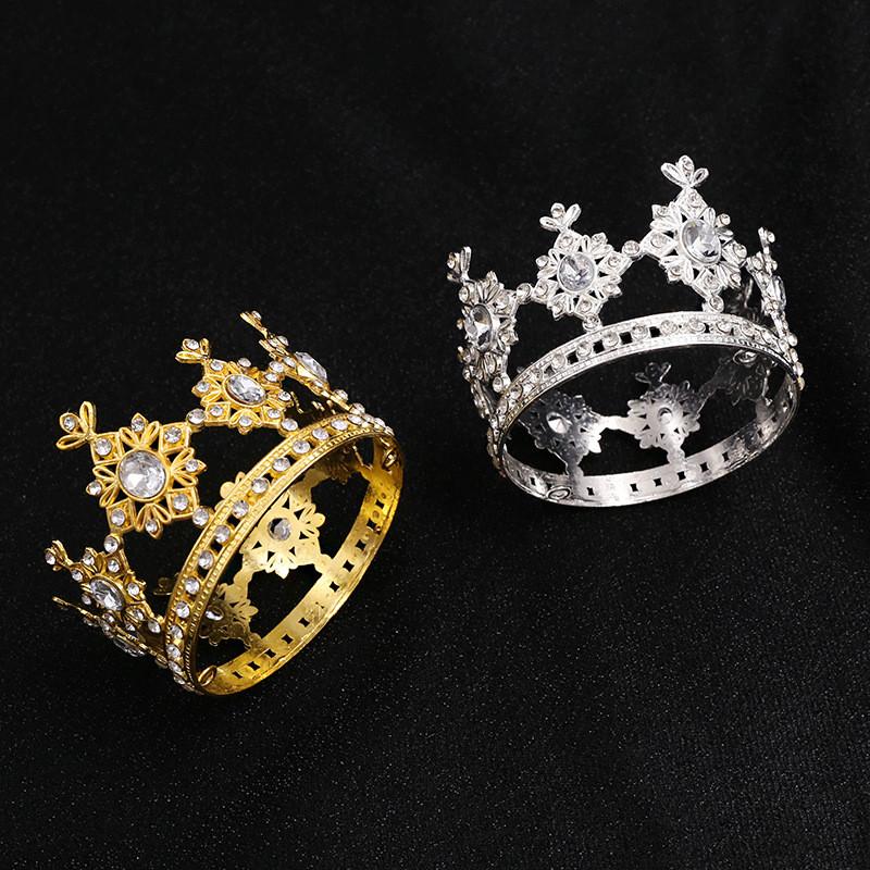 Round Metal Crown Small Diadem Children Circle Birthday Party Cake Baking Decoration Ornaments Tiaras Wedding Hair Jewelry Gift