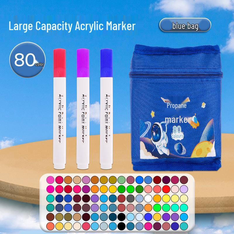 Acrylic Markers: 12, 48, 60, 80 Water-Based Colors for Student Art, Anime, Hand-Painting, Coloring, and Doodling.