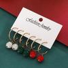 Christmas Stud Earrings Combination New Cartoon Holiday Alloy Dripping Elk Old Man Bell Earrings Set