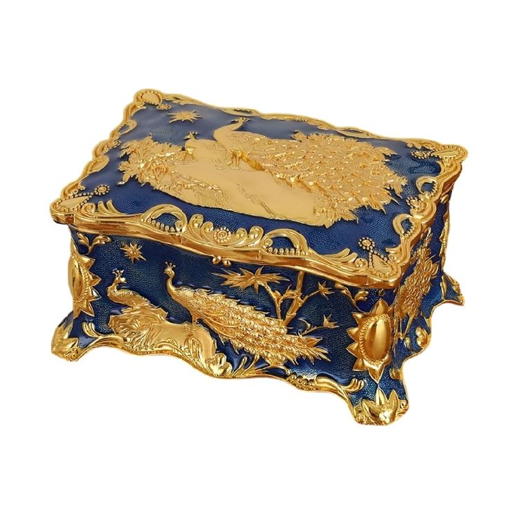 Decorative Peacocks Design Jewelry Box in Colorful Zinc Alloy Material for Vanity Table Organization and Jewelry Protections