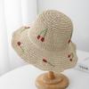 Summer Hats For Women Sun Hat Cherry Decoration Bucket Hat Seaside Holiday Sun Protection Breathable Beach Accessories Foldable