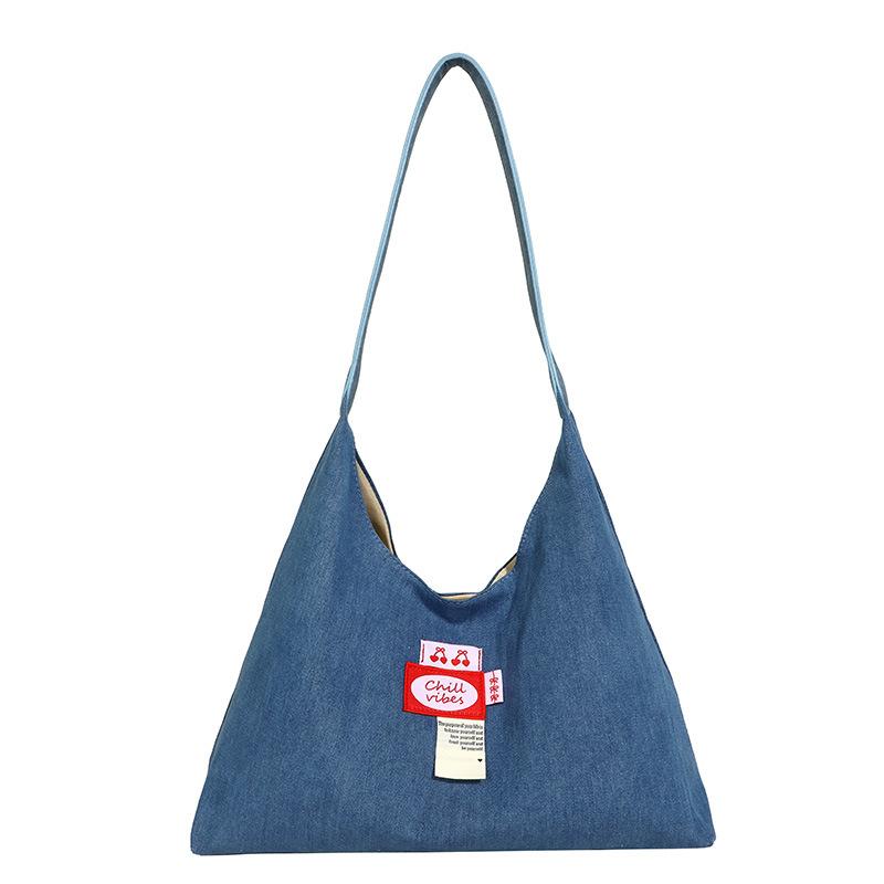 

Оригинальная джинсовая сумка, старая и большой вместимости, на плечо, через плечо, 2025, новая, литературная и художественная, двухцелевой школьный рюкзак, для модной девушки синий
