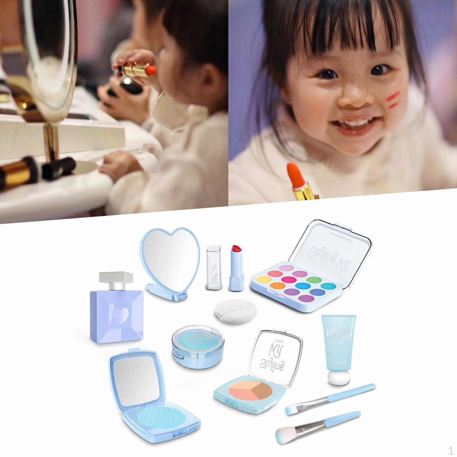 

Игровой набор для макияжа из 11 предметов для девочек, игрушечная косметика, идеальный дом и косплей синий