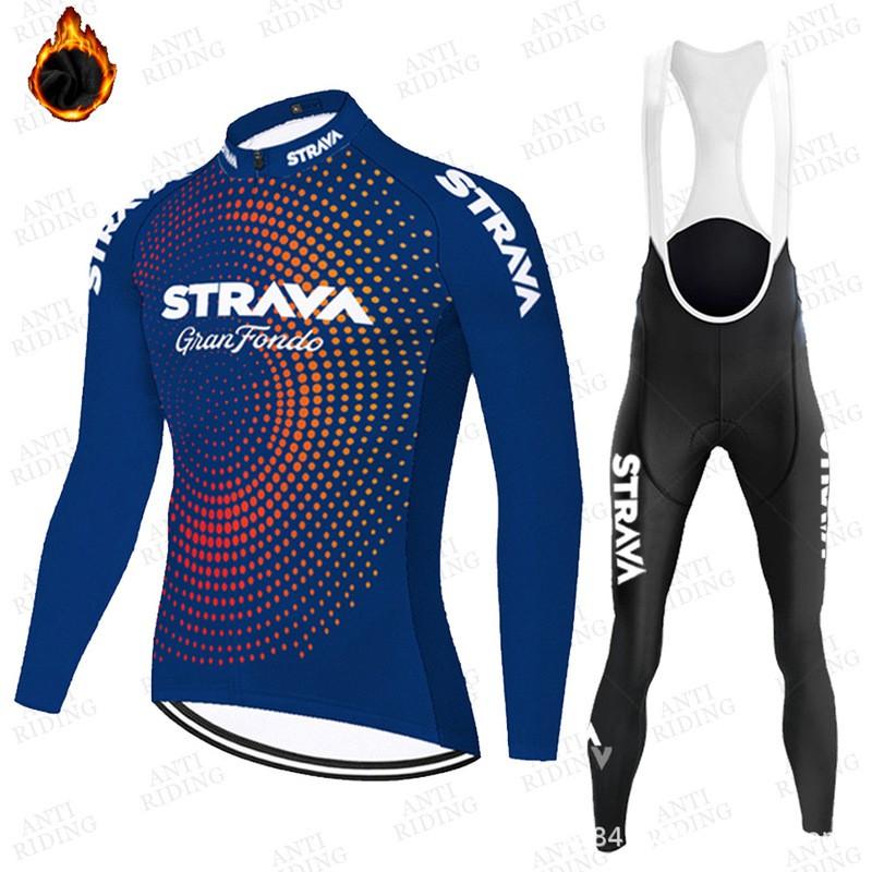 Fleece Fahrradtrikot Set Langarm Thermische Basisschicht Rennrad Männer Frauen Winterfahren
